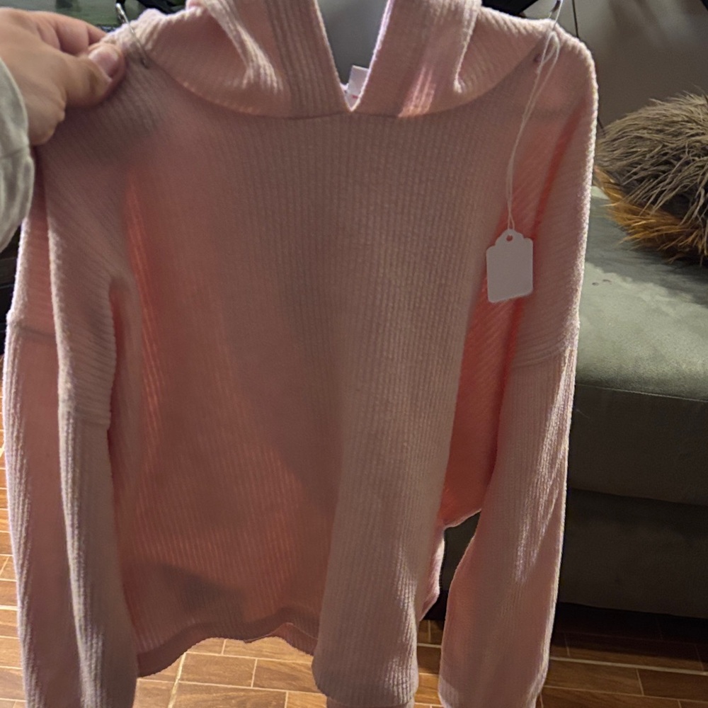 🌈4/$25🌈 Old Navy Pink Ribbed Cropped Hooded Sweater